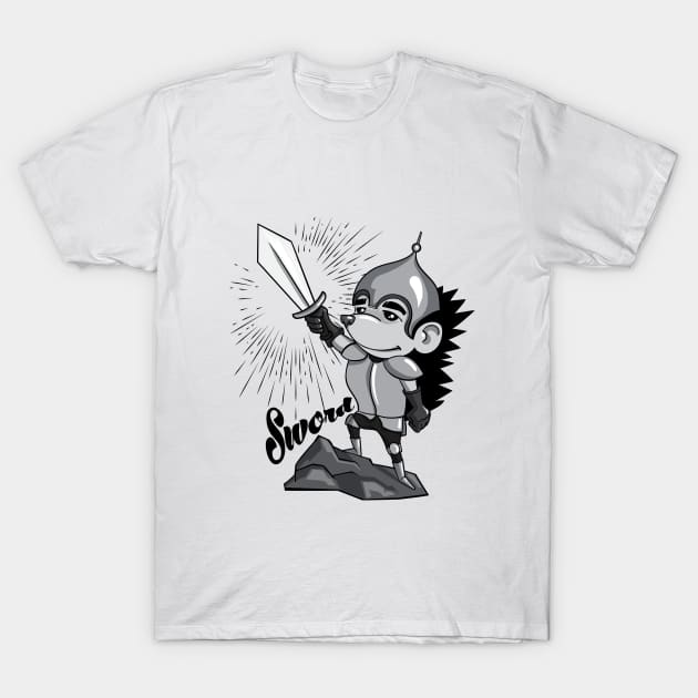 sword hedgehog T-Shirt by Shvetsov